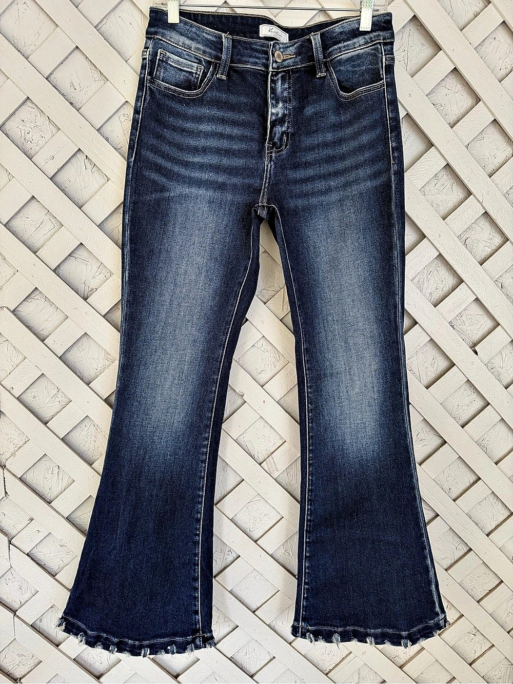 KanCan Signature Mid-Rise Flare Jeans Distressed, Distressed Hem size 29